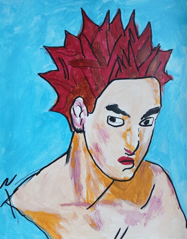 Expressionism/Abstract 11x14 Spike Red Signed Colorful Hand Made Art Painting gallery