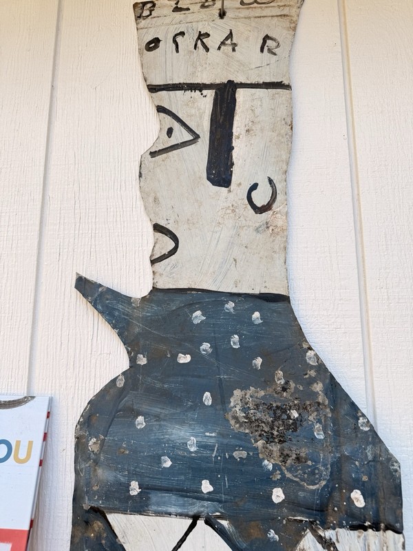 R.A. Miller Outsider Folk Art – 80″ Signed Tin Cutout + Painted Board Lot gallery