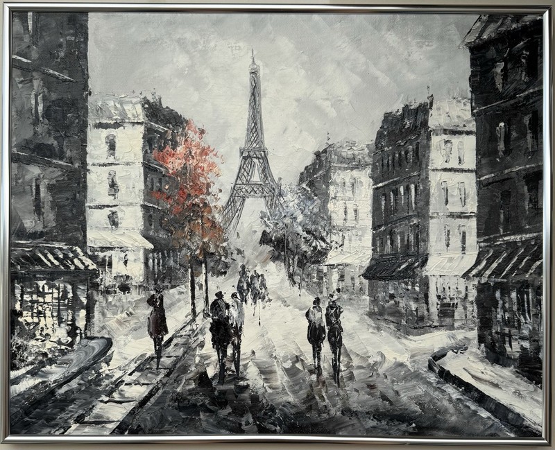 Original Abstract Composition, Oil Painting “Paris Dawn”, 50.0 x 40.0 cm.