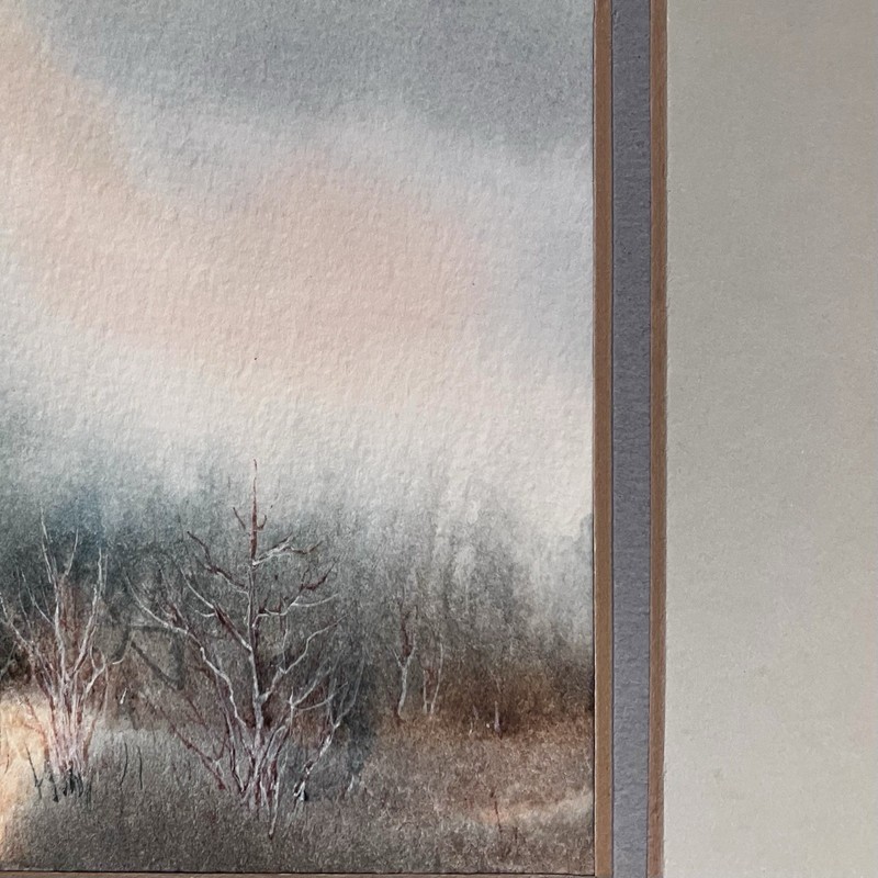 Small WATERCOLOR LANDSCAPE / Signed EDIE SMITH / Double Matted to 8x10 Inches gallery