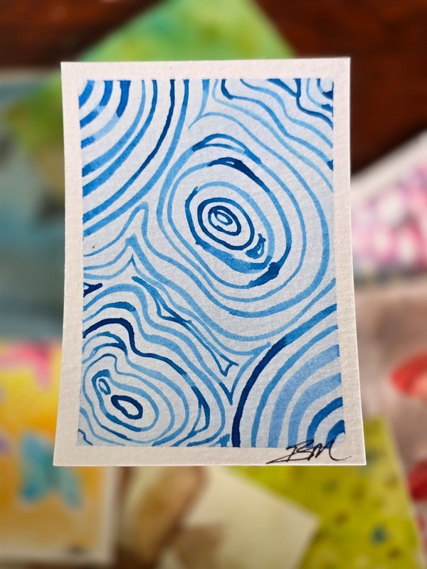 ACEO Original Art Cards Blue Abstract Watercolor *Brittsartandmore