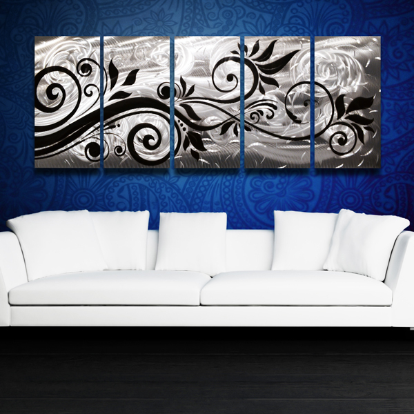 Silver Metal Wall Art Large Contemporary Abstract Sculpture Painting Decor Jones gallery