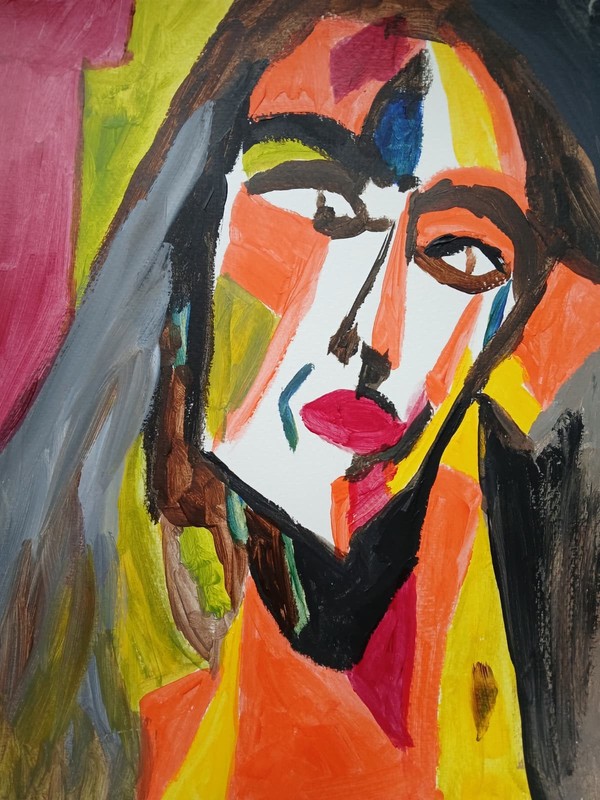 Abstract/ Cubism Cubic Lady 11×14 Street Art Colorful Original Painting