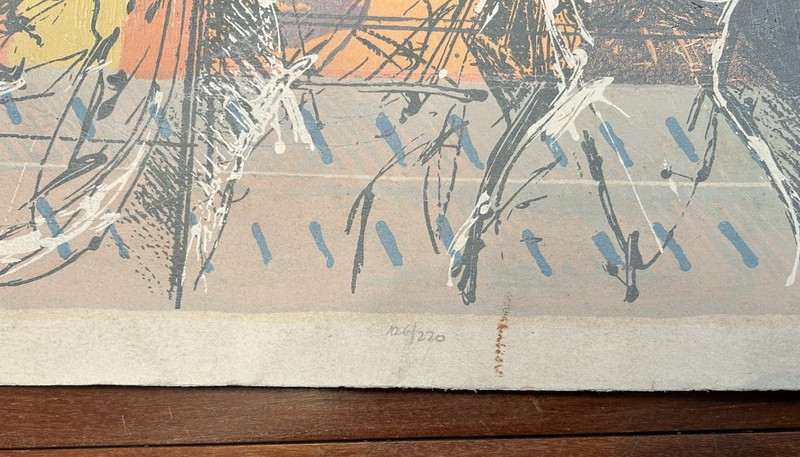 DAMAGED - Calman Shemi Hand Signed Numbered Limited Ed Painting “Spanish Tiles” gallery