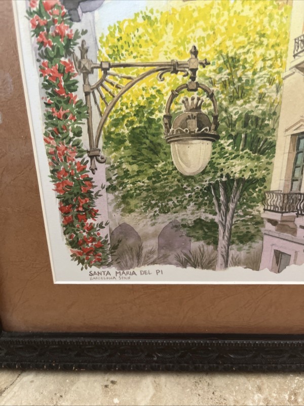 Original Watercolor Signed, Wickersham Santa Maria, Barcelona, Spain gallery