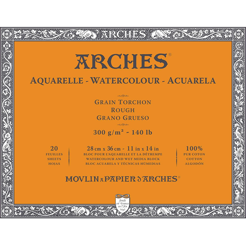 Arches Watercolour Rough Block Natural White 140Lb 11X14