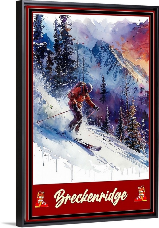 Breckenridge Colorado Skiing Travel Poster Prints Canvas or Framed Ski Art