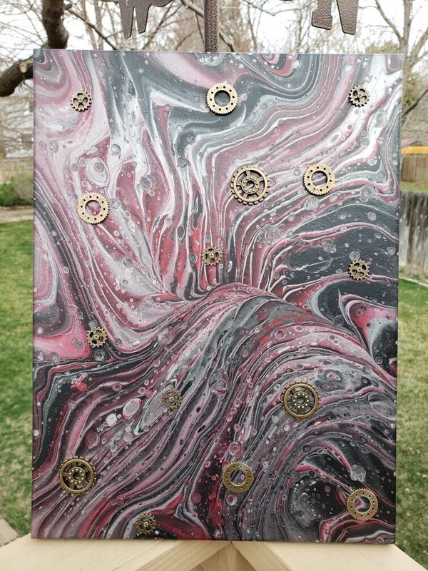 GRIMM 12X16 Embellished Original Acylic Abstract Painting On Stretched Canvas
