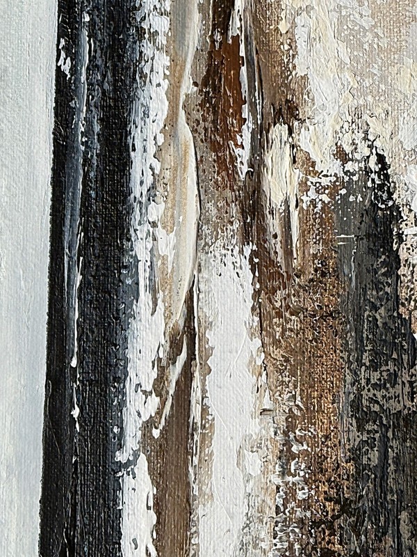 Neutral Abstract Seascape Painting Textured Modern Wall Art Canvas 20x28 gallery