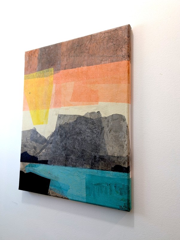 Original Painting. Collage on 11x14 Inch Canvas. 'Altitude Lake' gallery