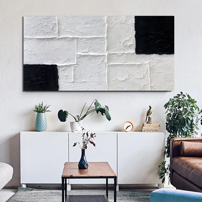 ** NEW Black & White Abstract Textured Wall Art | 20"x40" Canvas | Modern gallery