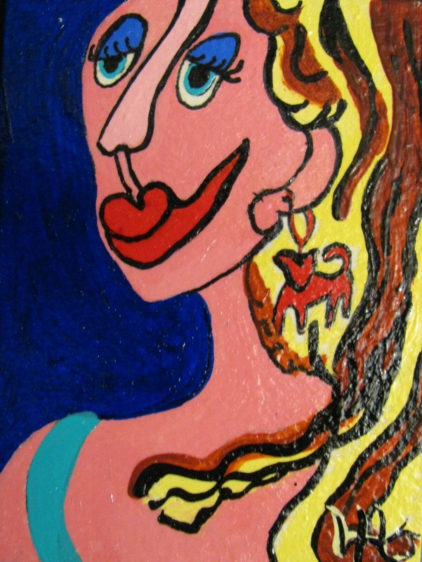 A181 ORIGINAL ACRYLIC ART ACEO PAINTING BY LJH «LUELLA»