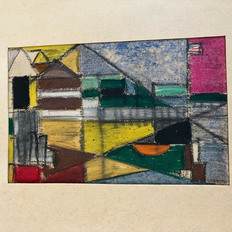 URBAN REGIONALISM VINTAGE CUBIST CUBISM CITY Landscape Flag From Estate