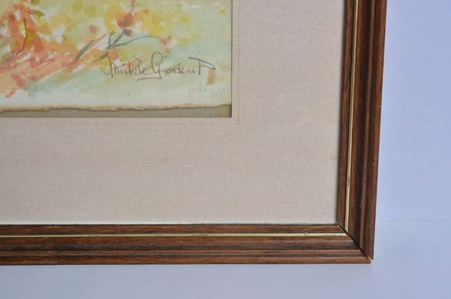 Original Watercolor French Village Landscape by Michele Gondinet Signed Art gallery