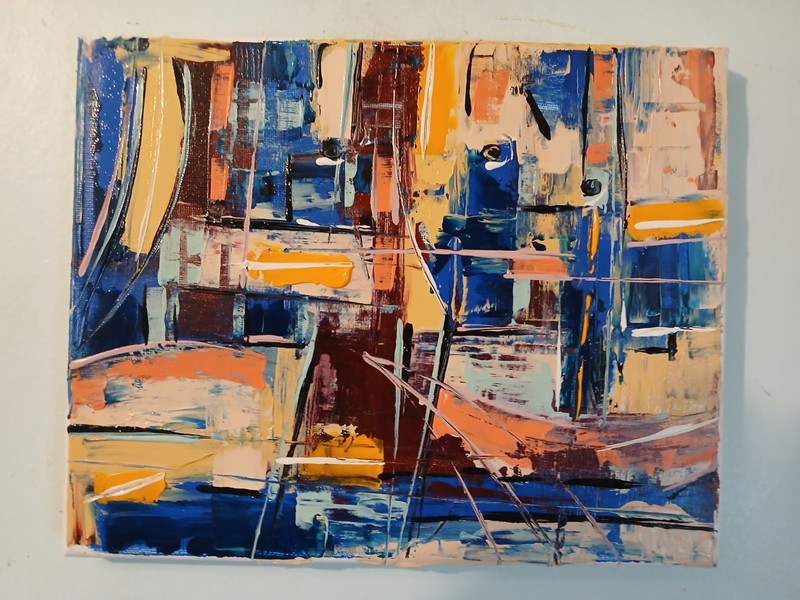 original abstract acrylic painting on canvas «Table For Two Is Ready»