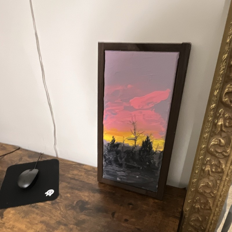 Original Abstract Sunset Landscape Painting Signed Framed 2021 gallery