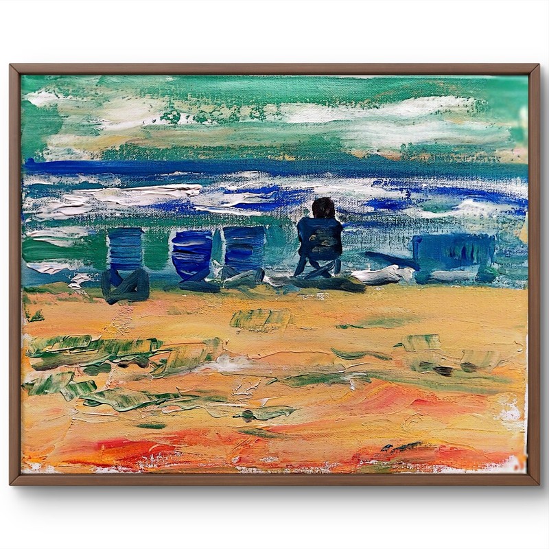 Beach Chairs Colorful Contemporary Original Signed Wall Art Acrylic 11×14 BACH