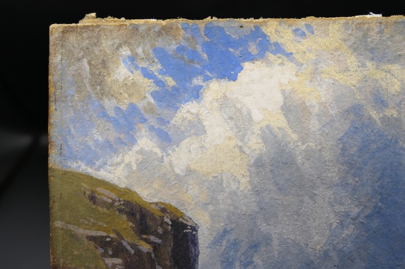 Signed 1895 Alfred Thompson Bricher (1837–1908) painting seascape cliff 4.5x6" gallery