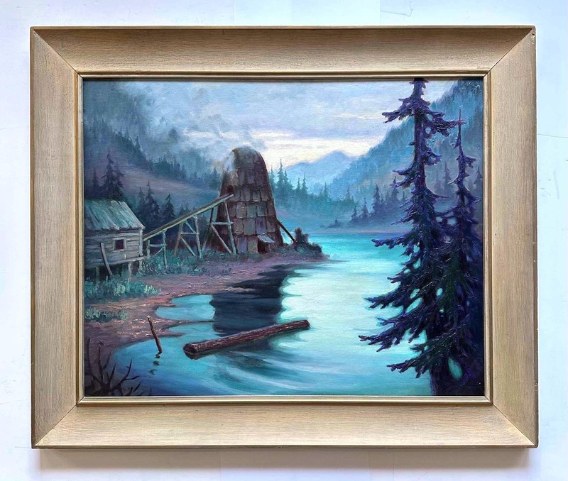 Beatrice Ash -Rural Northwest River View w/ Smoke House circa 1950s -WA? Alaska?