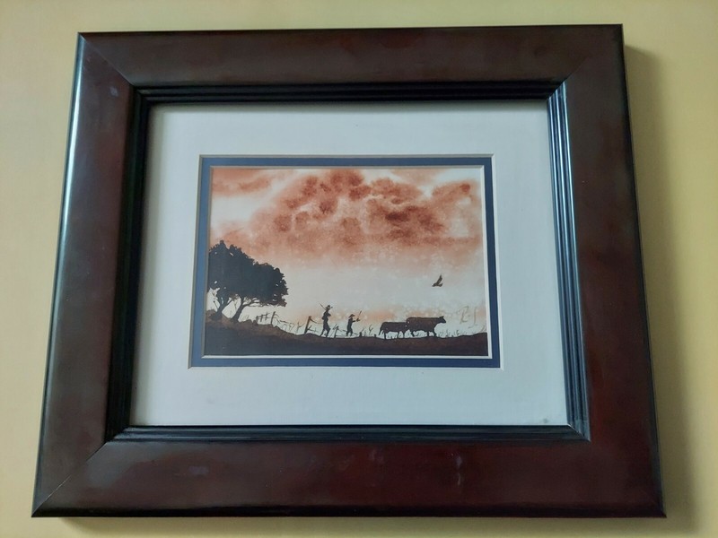 Original, Watercolor Signed `R.J.` Artwork, Matted, Framed,Under Non-Glare Glass