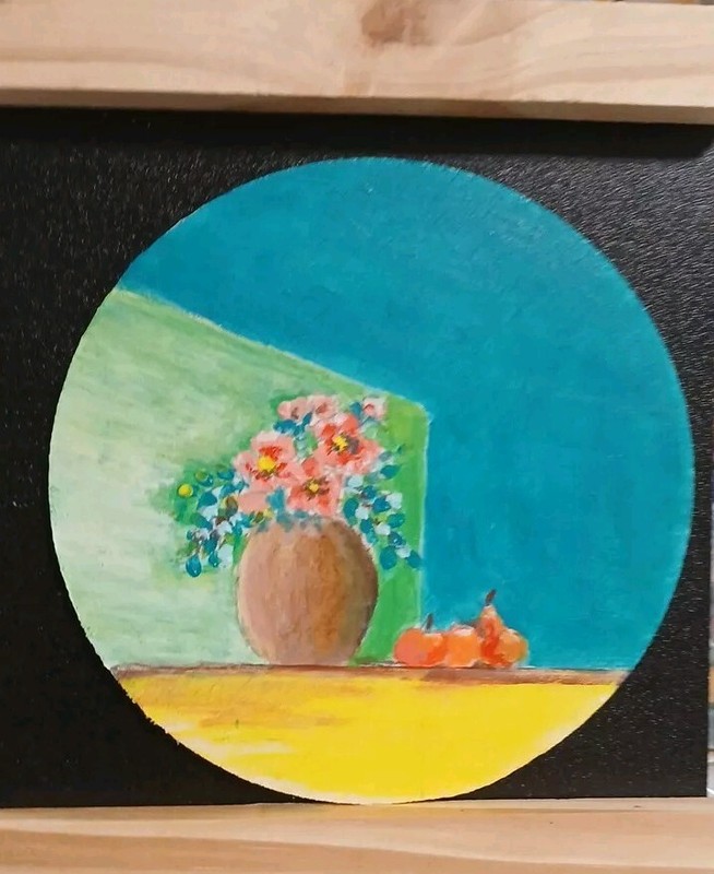 Vase Of Flowers and fruit