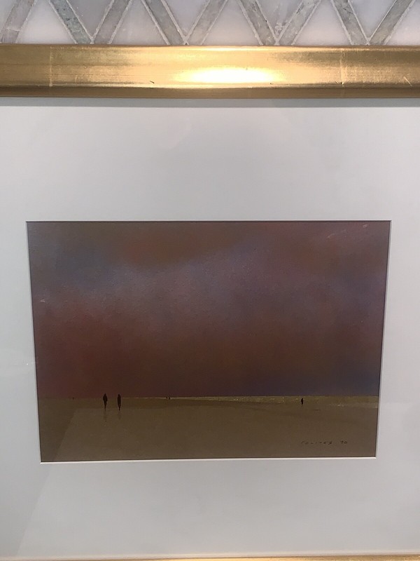 VTG Modern Sunset BeachLandscape Watercolor Painting 22 1/8”W 19 1/8”T Framed gallery
