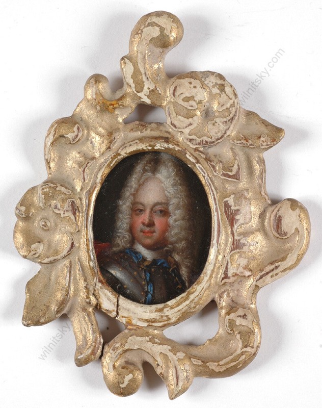 «Portrait of a French Prince», Oil on Copper Portrait Miniature, c 1700 (m)