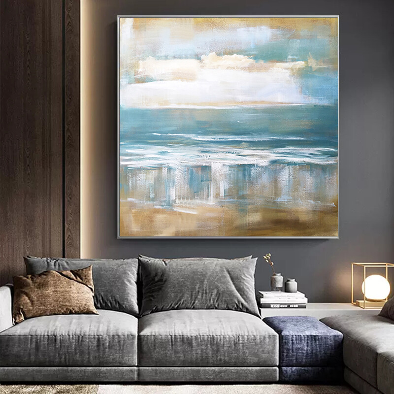 Hand painted Oil Painting Sky Beach Decoration Painting Living Room Restaurant
