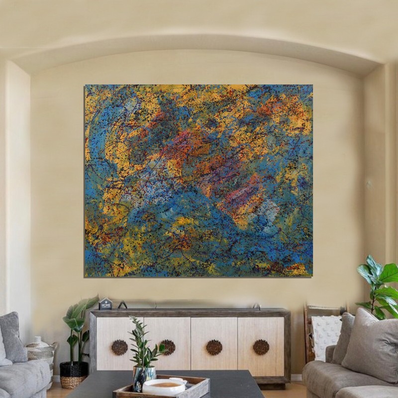 Jackson Pollock style Professional￼ Artist Canvas￼ painting￼ 72”X60”Abstract,6ft gallery