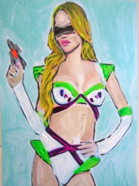 ATC ACEO Women In Art – SPACE GIRL Abstract Art
