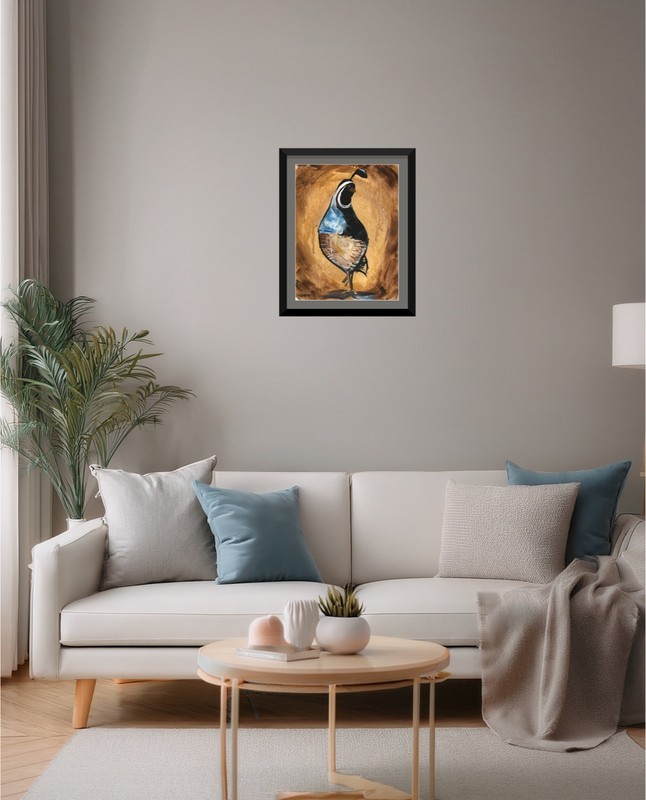 9x12 Original California Quail Painting Bird Abstract Wildlife Acrylic Painting gallery