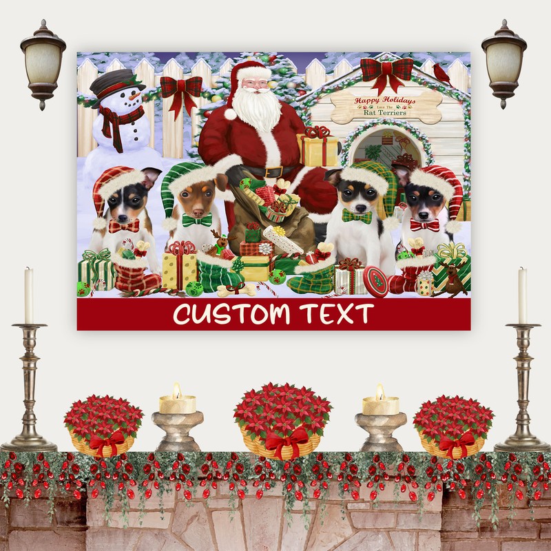 Rat Terrier Dog Canvas .75″ Personalized Digital Painting Christmas NWT