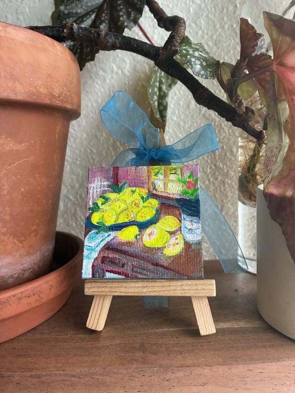 BLESSED#1421 Lemons in Kitchen Memory Original Miniature 2.5x2.5 inch Art gallery