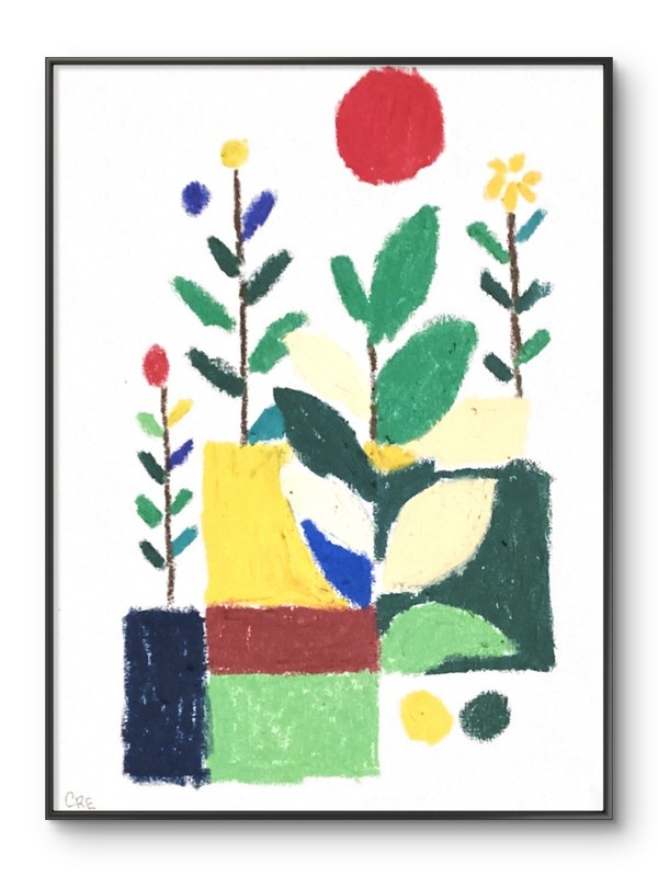 Abstract Geometric Blocks Modern Geometric Grid Garden Original 11 by 14 Canvas