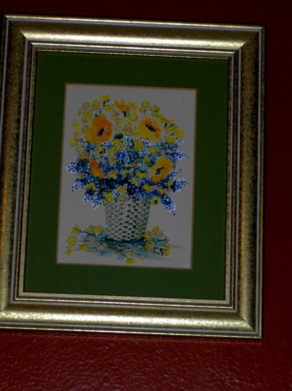 ORIGINAL Signed Rouse Bluebonnet Royal Bouquet Yellow TX Wild Flower Gouache Art gallery