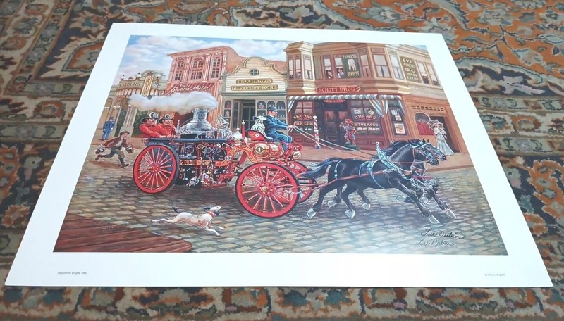 Lee Dubin Print Steam Fire Engine 1902 Signed