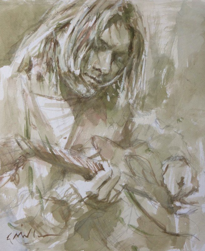 GERRY MILLER – «Kurt». Watercolour Painting. 21x26cm. No frame.