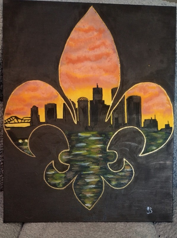 Louisville Sunset Fleur-de-lis Original Hamg-Painted Louisville KY Skyline gallery