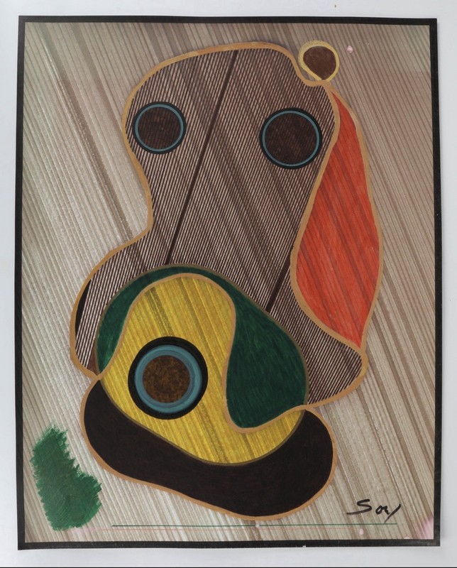 Signed Soni; gouache and watercolor abstract