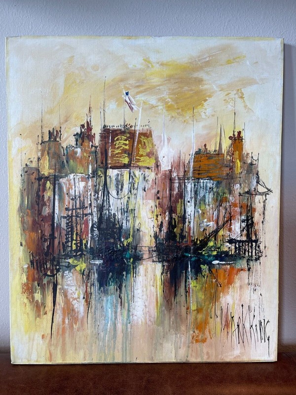 Mark King Original Oil Painting – Harbor Reflections