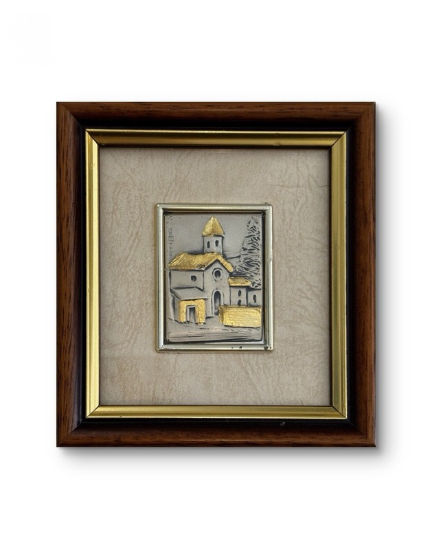 Italian LAMA 999 Fine Silver Gold Leaf Wall Plaque Village Scene U. Pellegrini