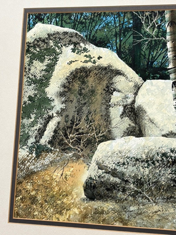 Edwin Haas Original Watercolor Painting Landscape Birch Trees California Artist gallery