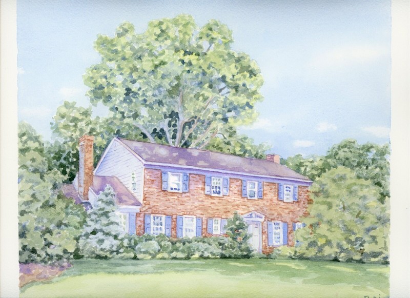 Custom house portrait hand painted in watercolor from your photo, 9x12” gallery