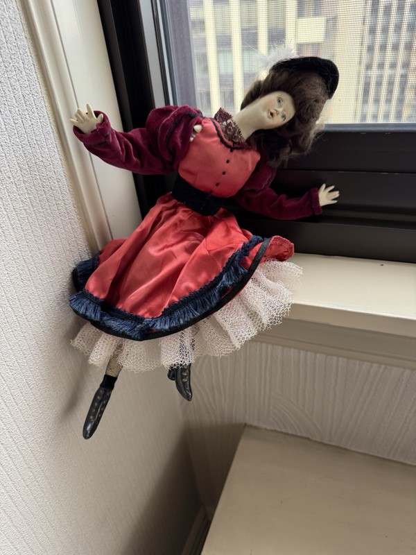 Antique FrenchFashionDoll c.1900 Signed A.R.Hand Painted FaceOriginal DressStand gallery