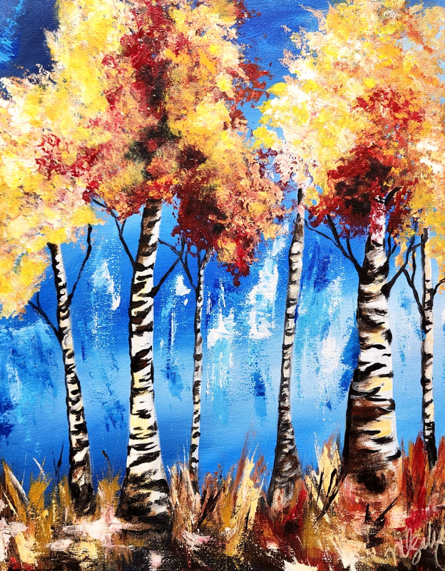 Fall Birch Tree Painting 16×20 Original Landscape Art by M Isaksen