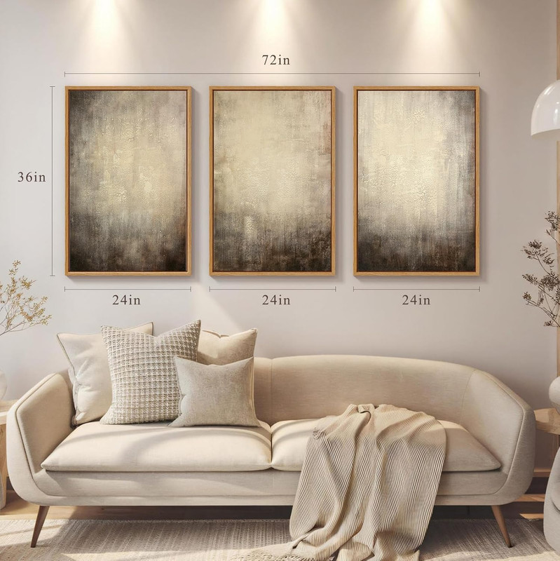 Extra Large Handmade Textured Canvas Art Set, 3 Pcs Neutral Abstract Decor gallery