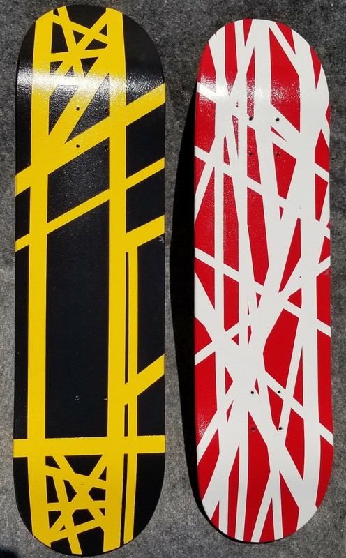 Custom painted skateboard deck wall art Eddie Van Halen Guitars