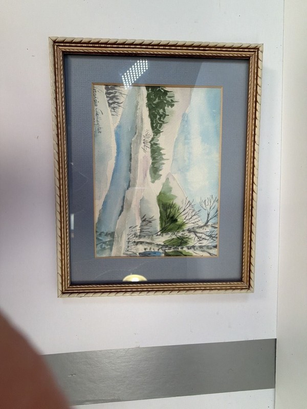 Virginia Gallagher Signed Framed Winter Landscape Watercolor Painting gallery