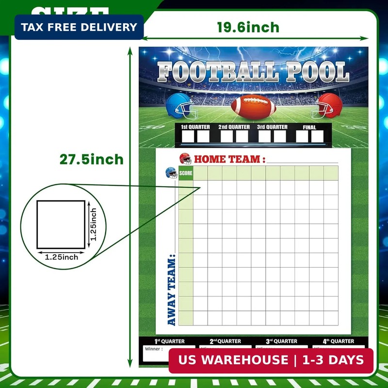 Actilize 2 Pack Football Pool Posters, 19.7x27.5 Inch Football Squares Board, Pa gallery