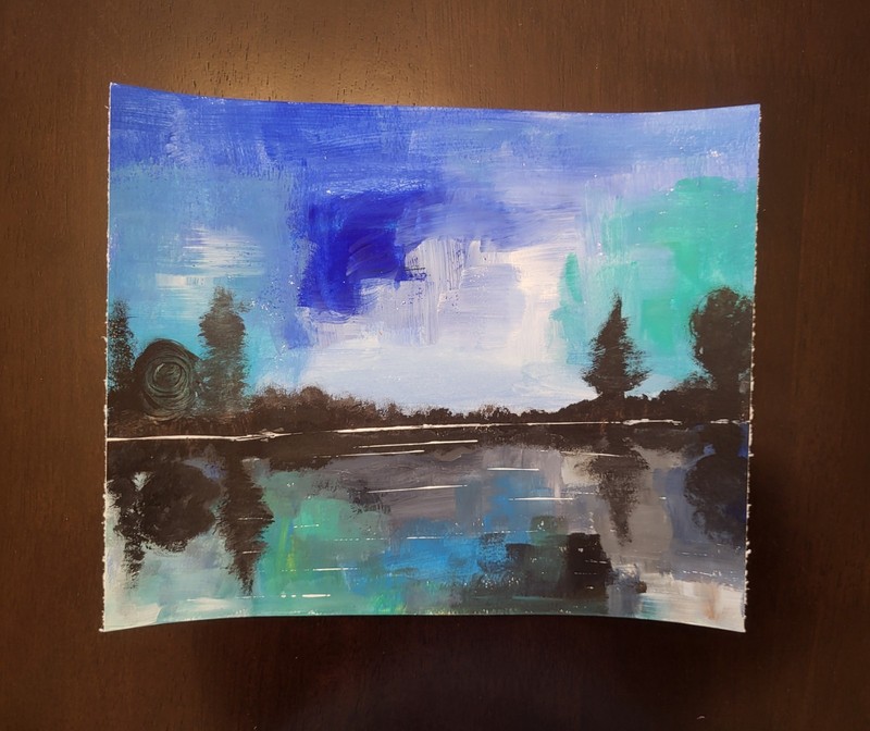 Elvi Original Landscape 11x9 painting On Heavy Paper Acrylic Painting Lake gallery